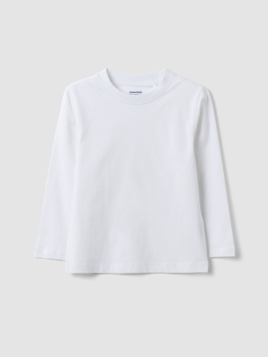 T-shirt bianca in puro cotone organico a girocollo per bambino regular fit_0