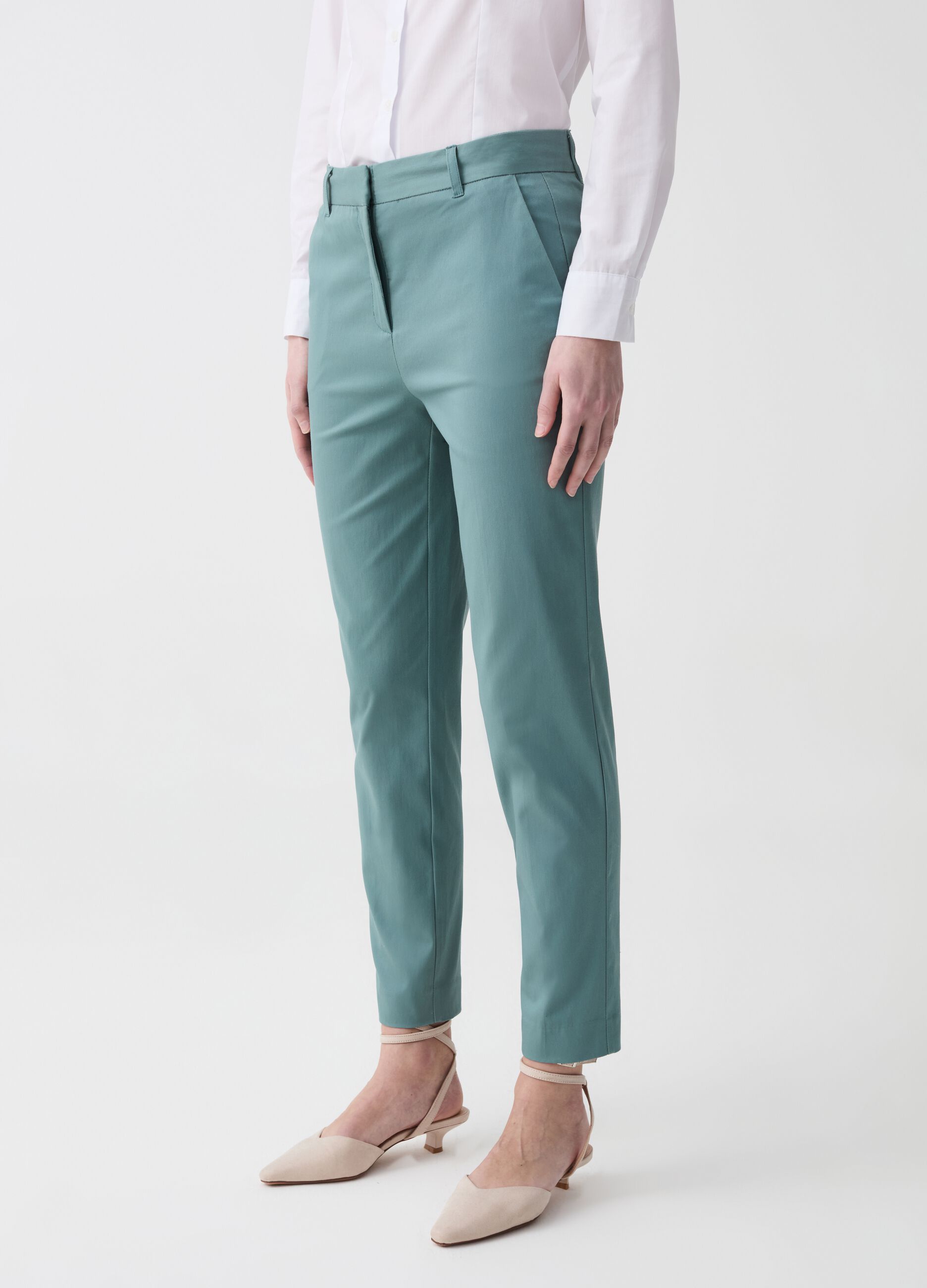 Pantalone a sigaretta in cotone stretch