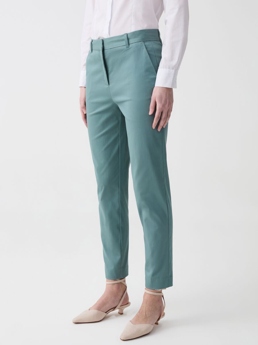 Cigarette trousers in stretch cotton_1