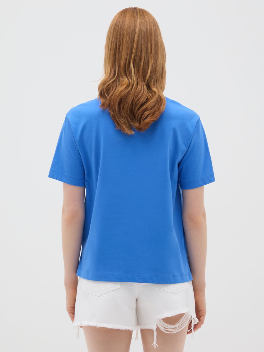 Women's blue pure cotton regular fit T-shirt_2
