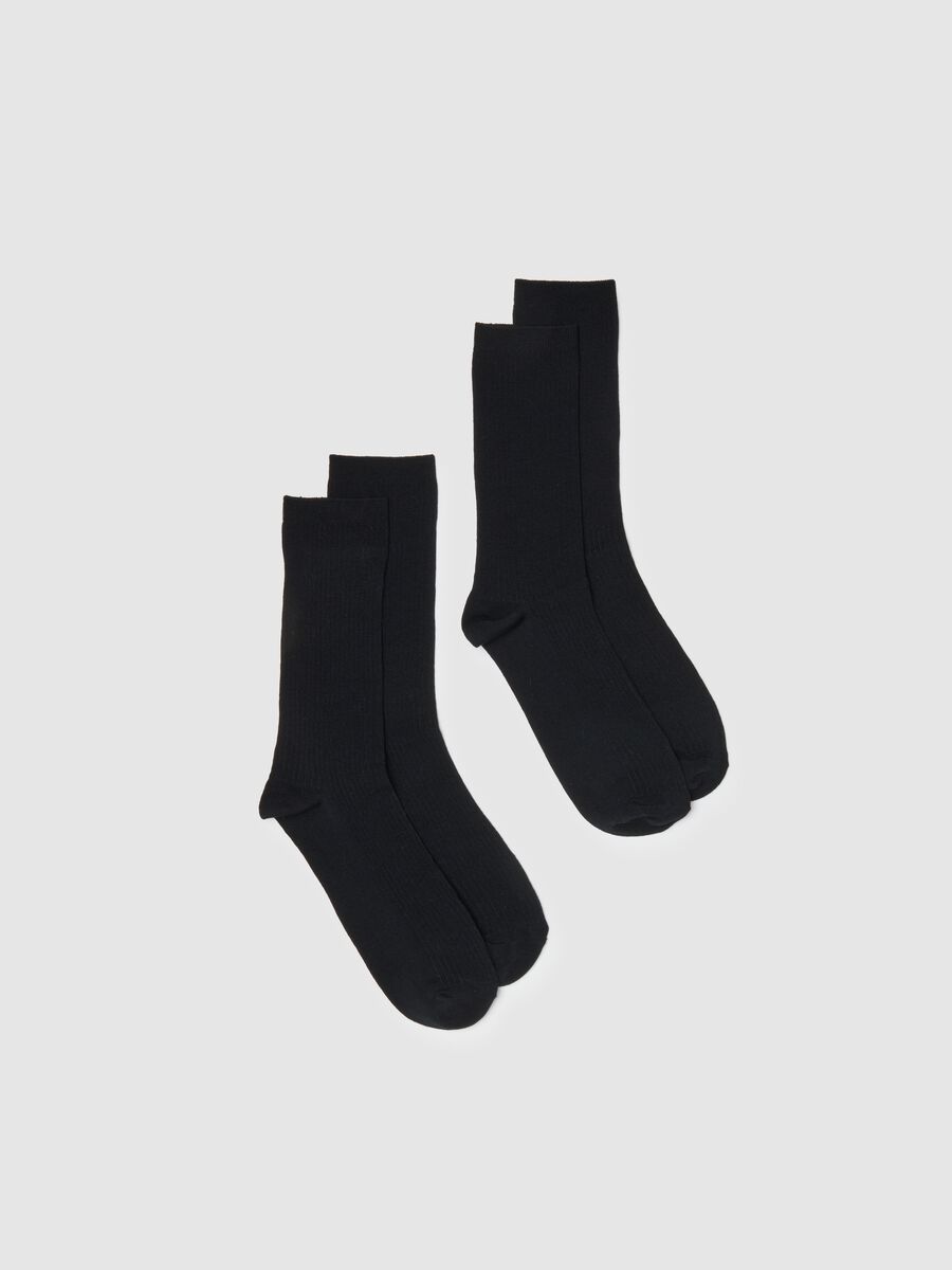 Bipack of short black cotton blend socks with comfortable fit_0