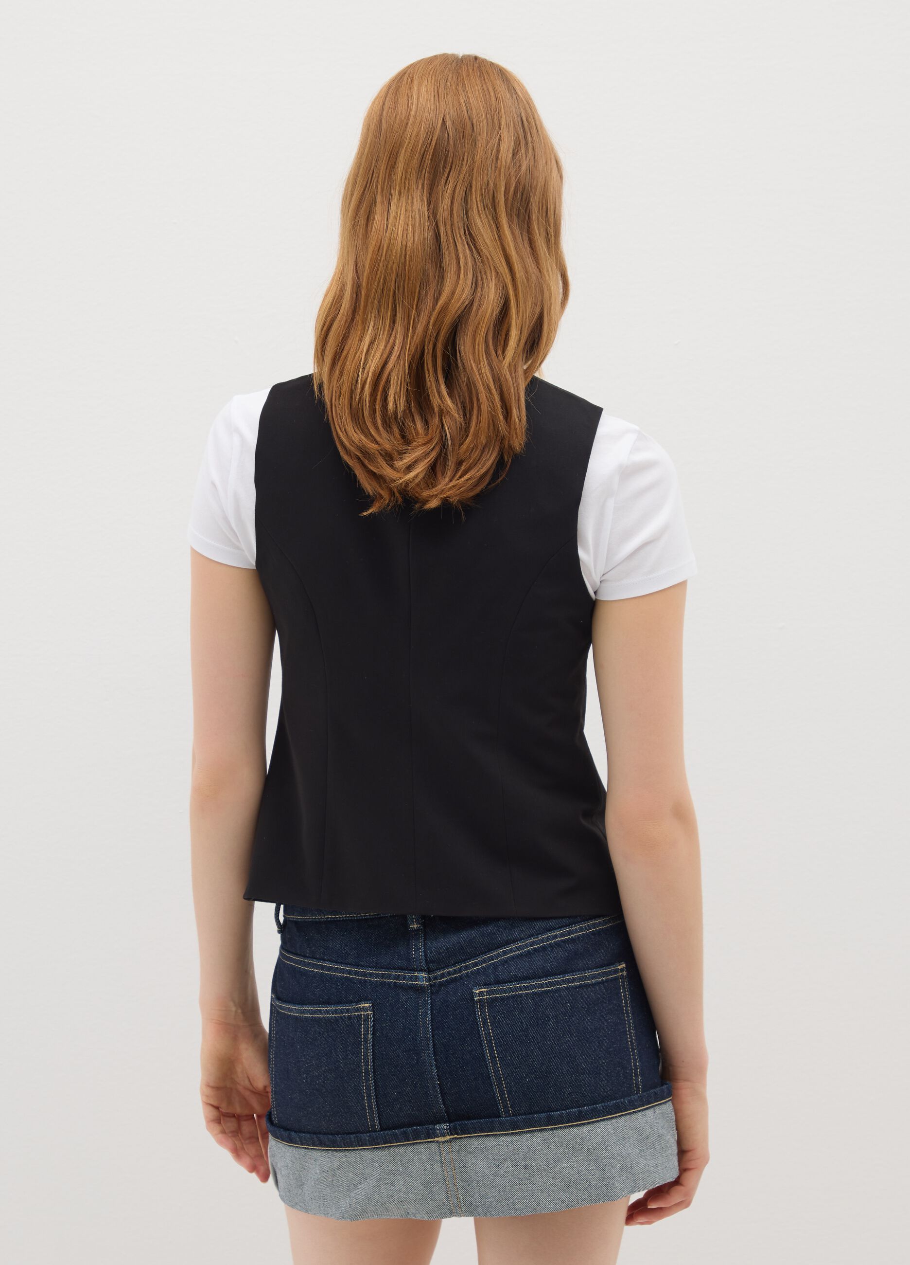 Gilet in tessuto elasticizzato nero
