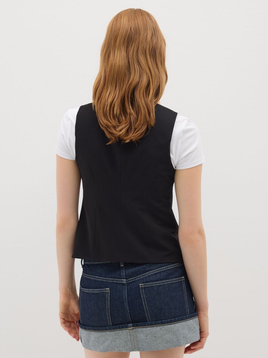 Gilet in tessuto elasticizzato nero_3