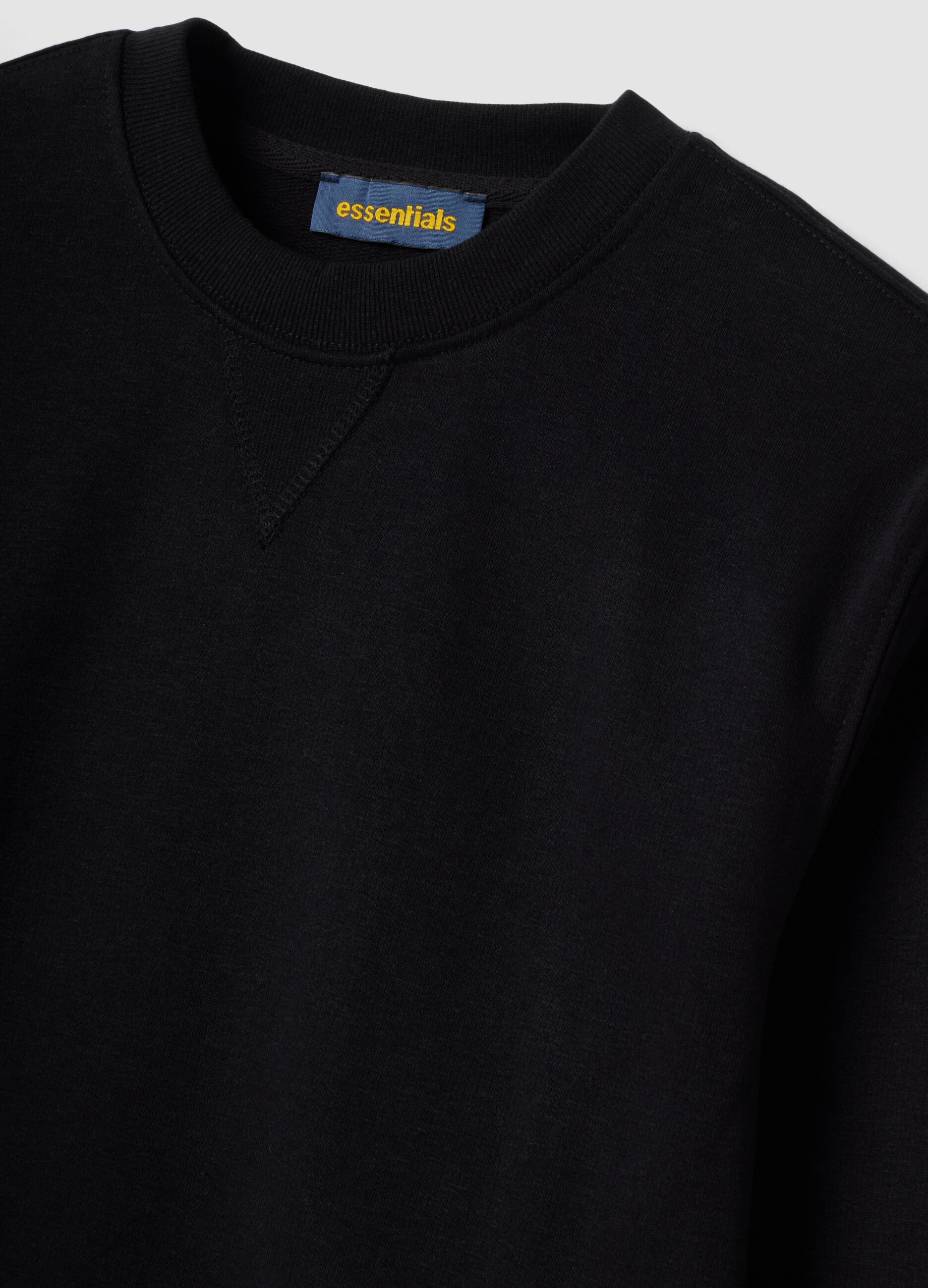 Black crew-neck sweatshirt in cotton blend, regular fit