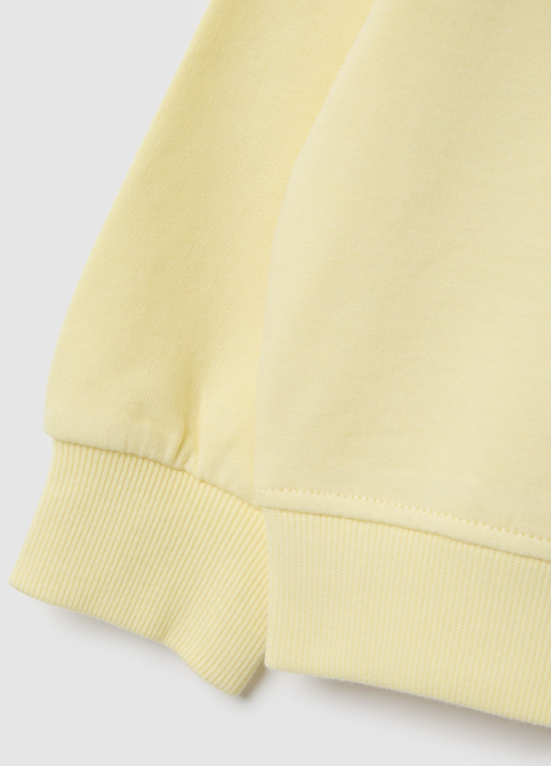 Girls' yellow regular fit pure cotton sweatshirt with writing