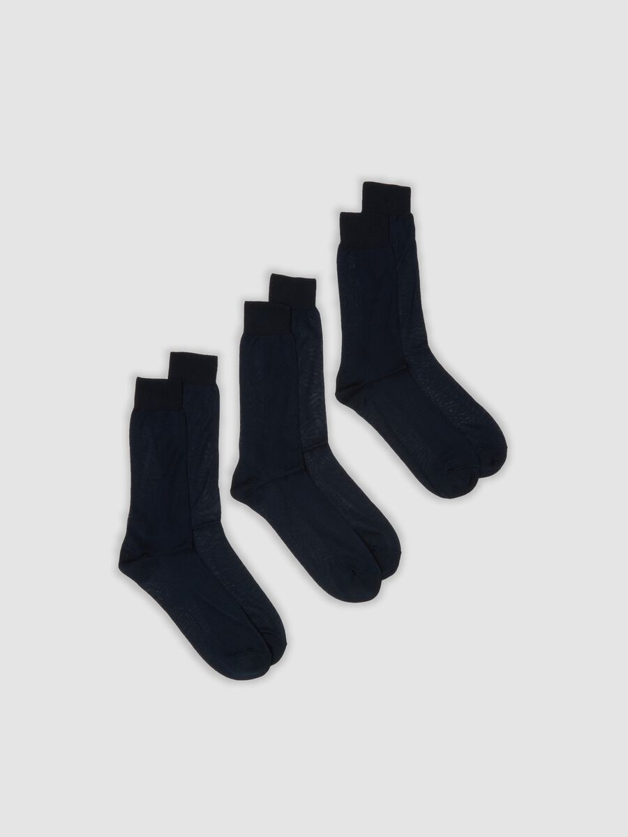 Three-pack of blue pure cotton Fil d&rsquo;&Eacute;cosse socks_0