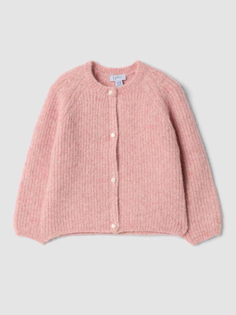 Cardigan rosa in viscosa e lana elasticizzata over fit_0