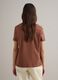 Short-sleeve brown pure cotton T-shirt, regular fit, deep V-neck_3