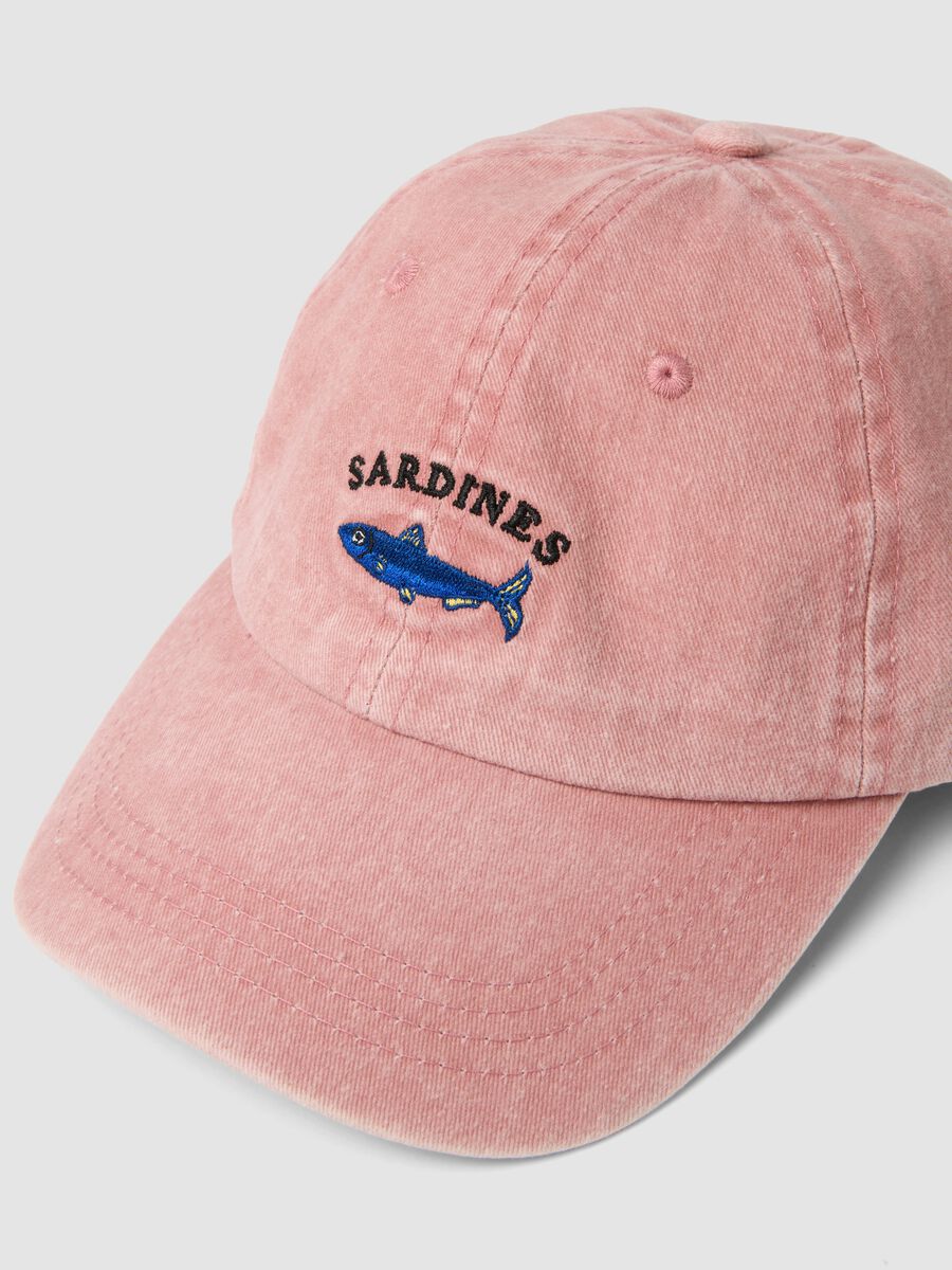 Pink pure cotton baseball cap with embroidered phrase_1