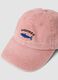 Pink pure cotton baseball cap with embroidered phrase_1