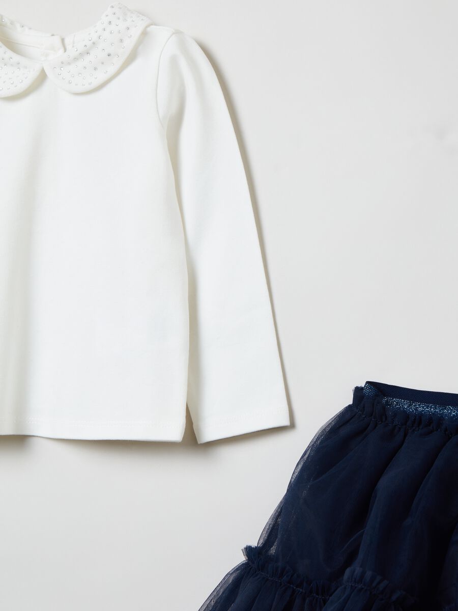 Set polo con strass e gonna in tulle_2