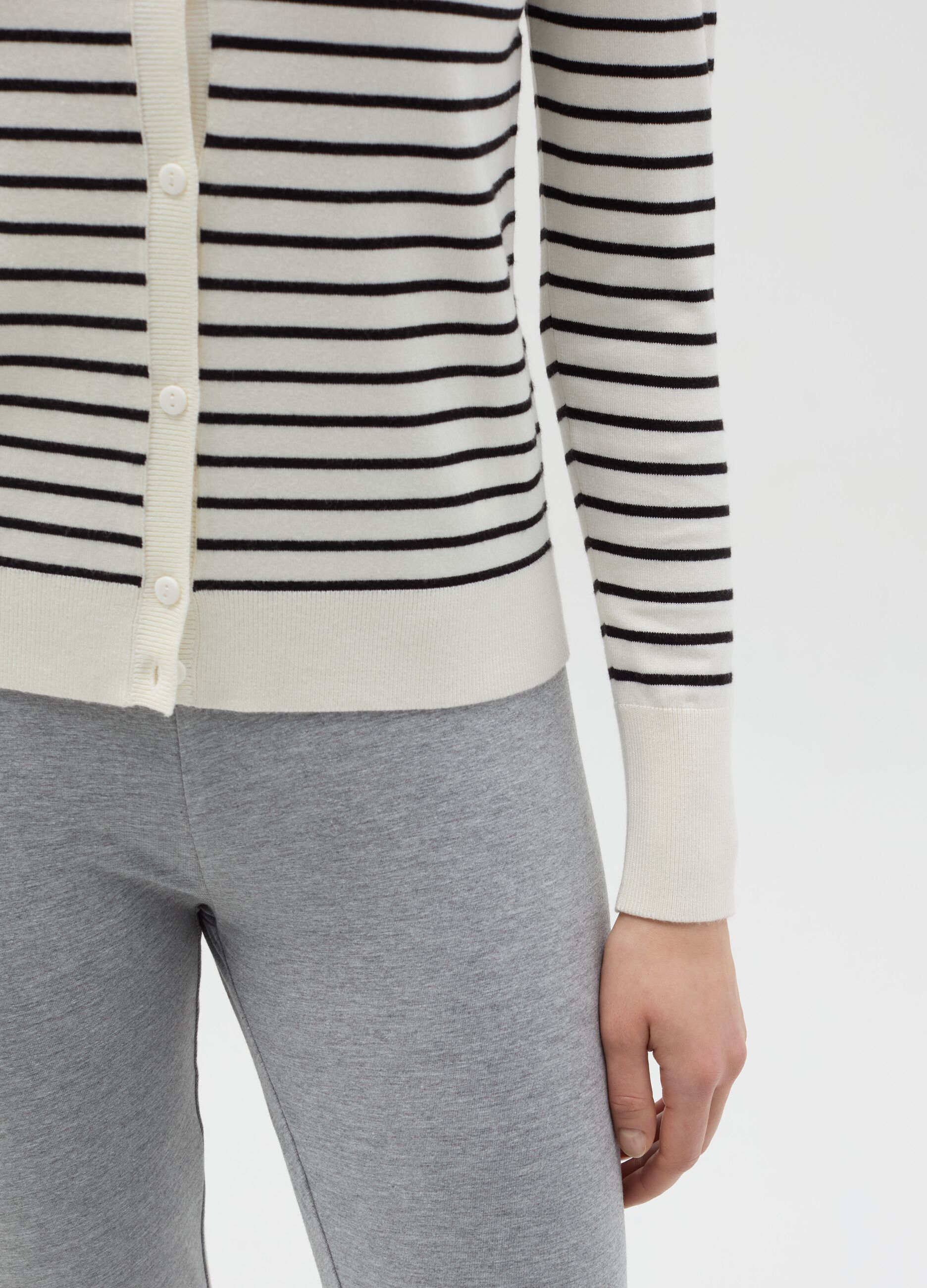 Cardigan with striped pattern