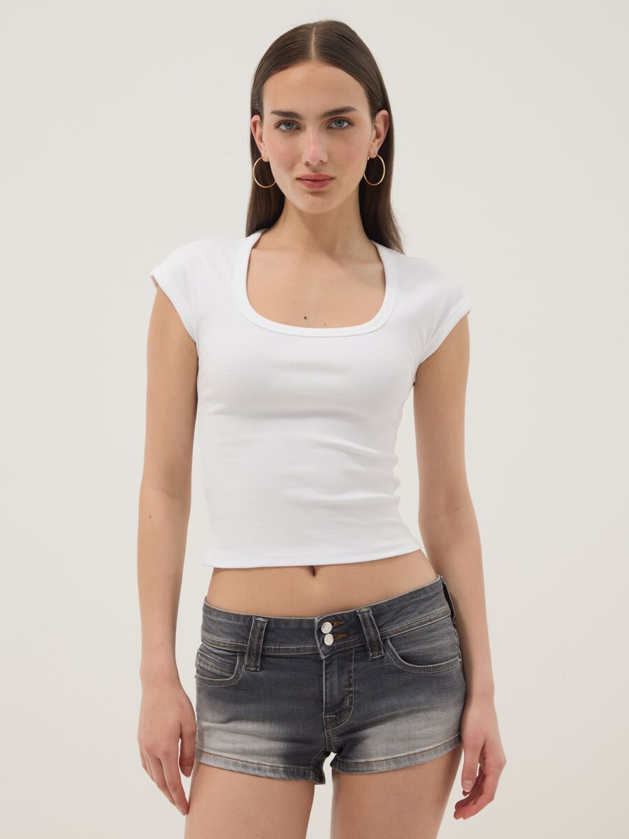 White short-sleeve stretch cotton T-shirt_1