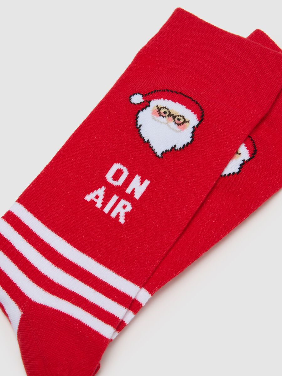 Multicolour Christmas Cotton Blend Striped Socks with Santa Claus_2