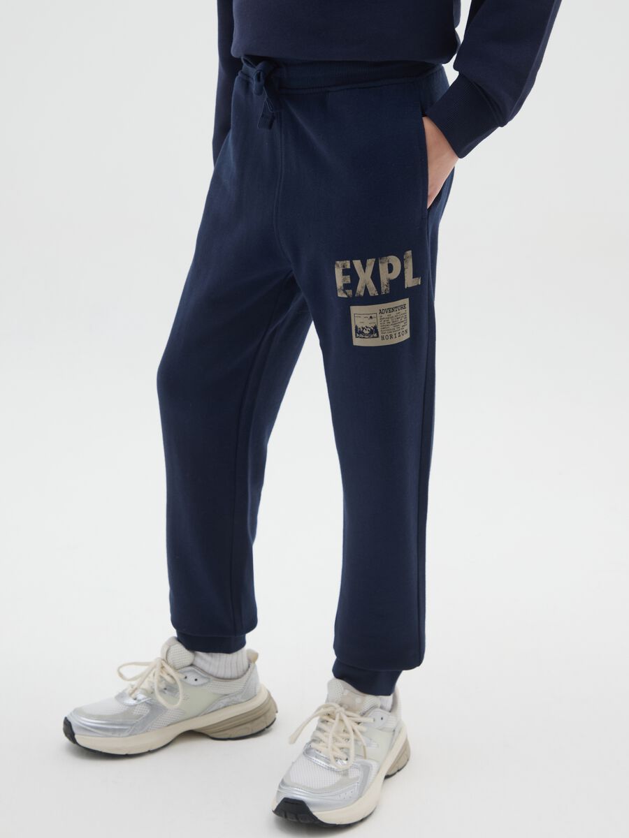 Pantaloni da ragazzo in puro cotone blu regular fit_2
