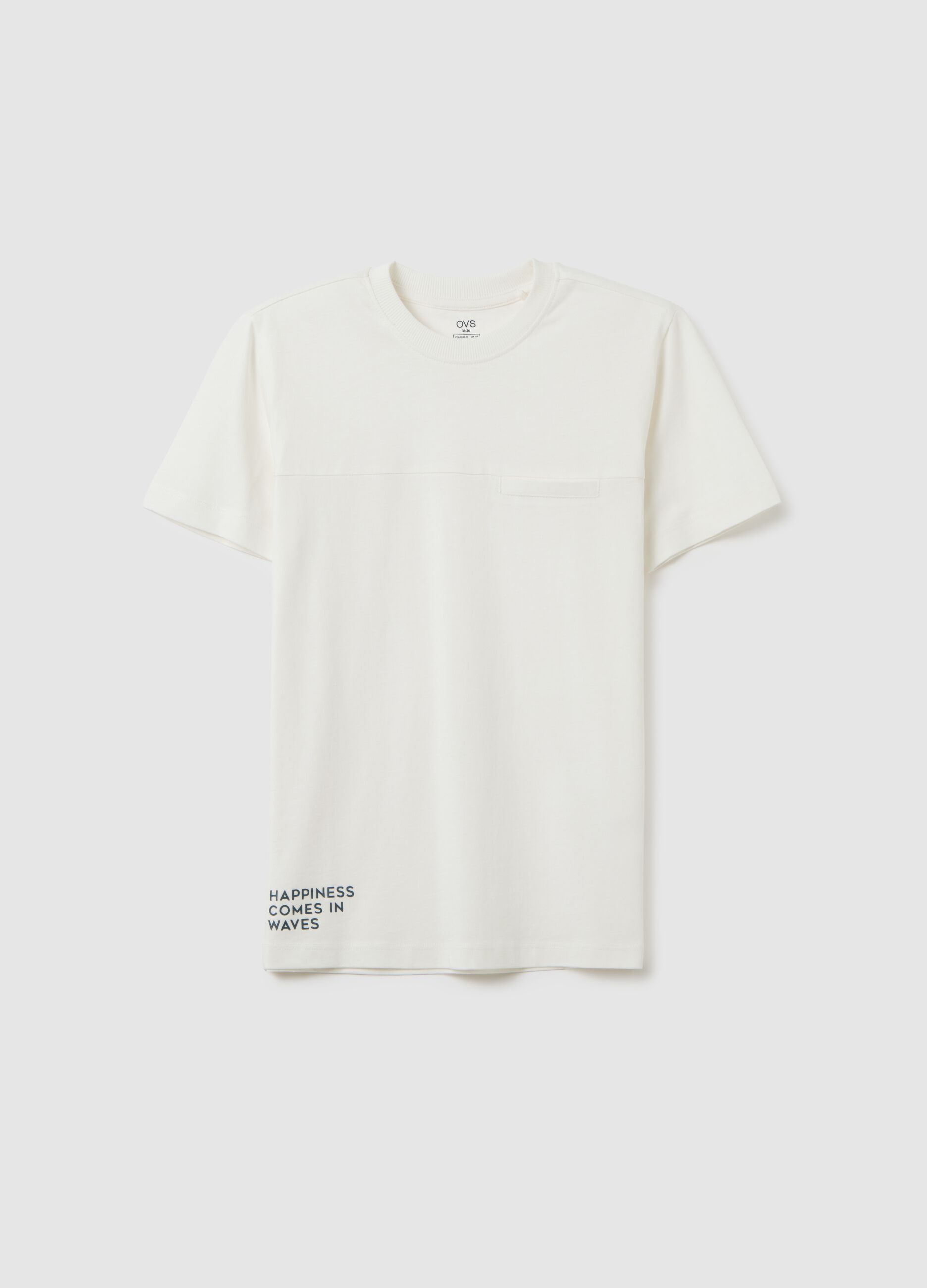 T-shirt da ragazzo in puro cotone bianca regular fit con stampa