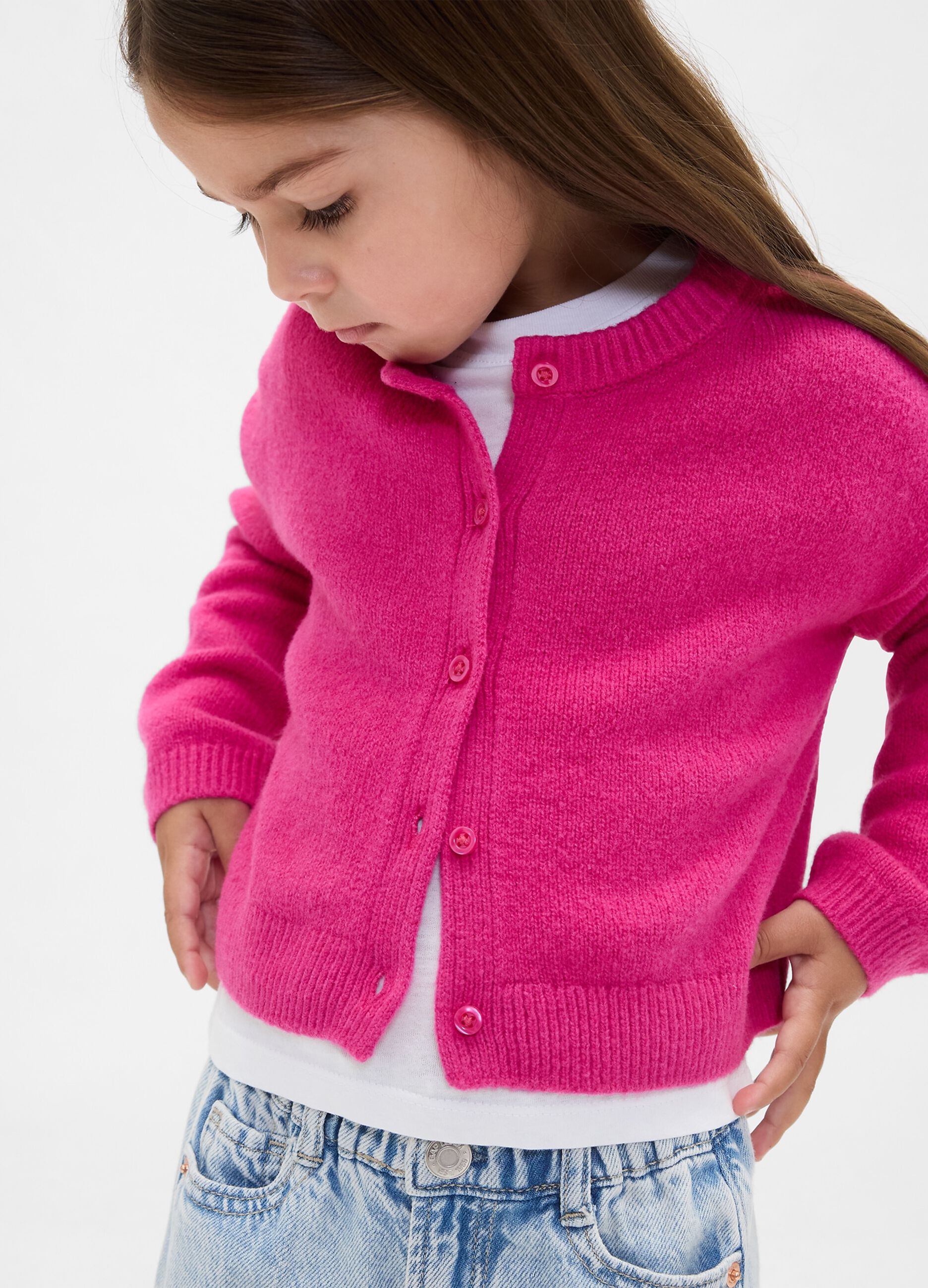 Pink Cotton Blend Cardigan