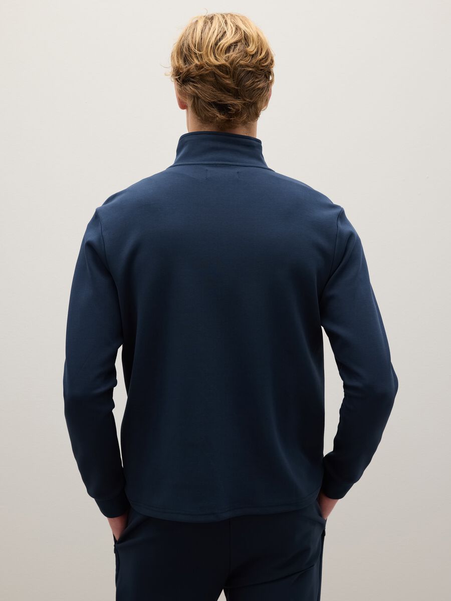 Regular fit blue cotton blend zip sweatshirt_2