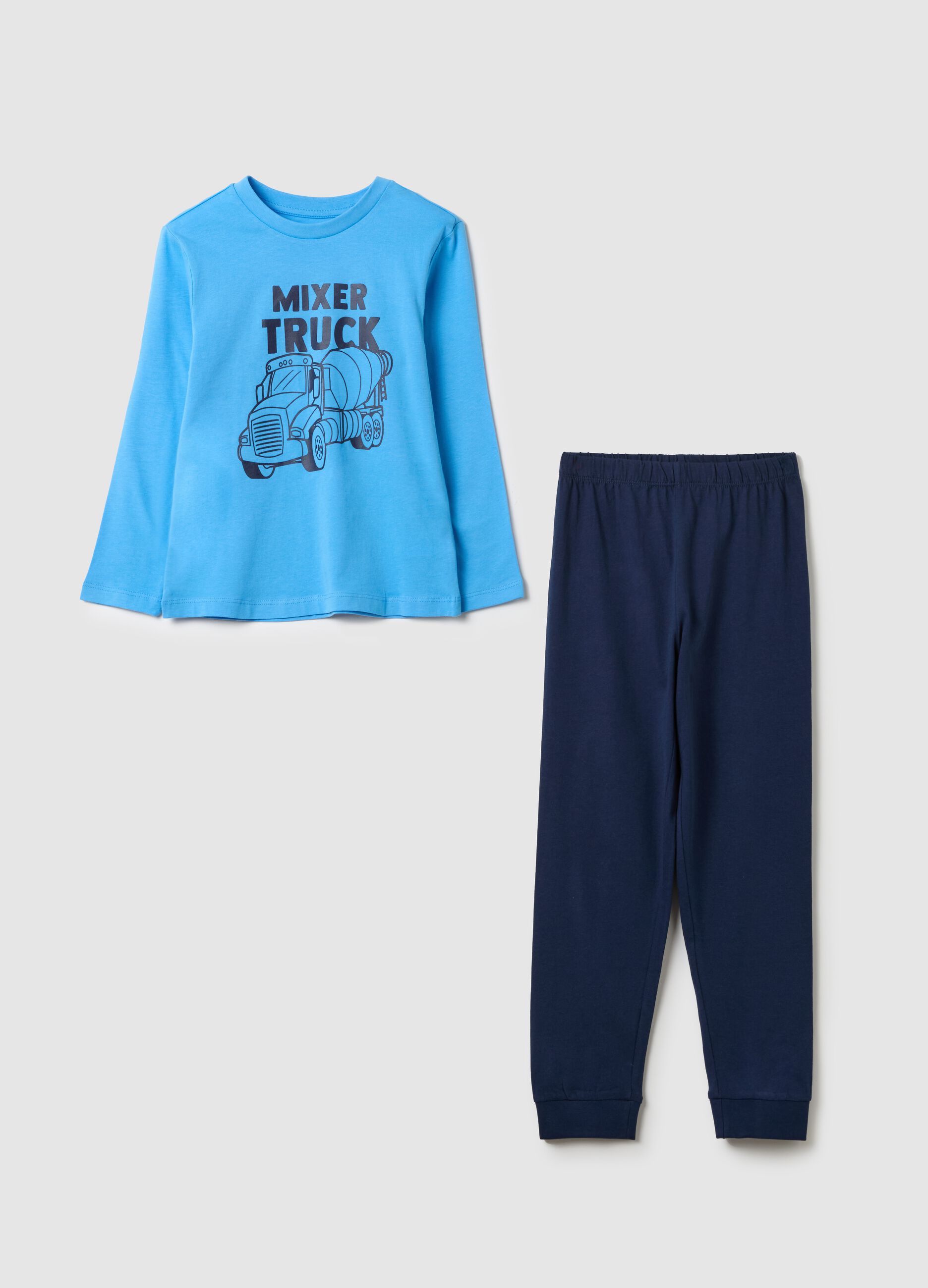 Cotton pyjamas with "Mixer Truck” print