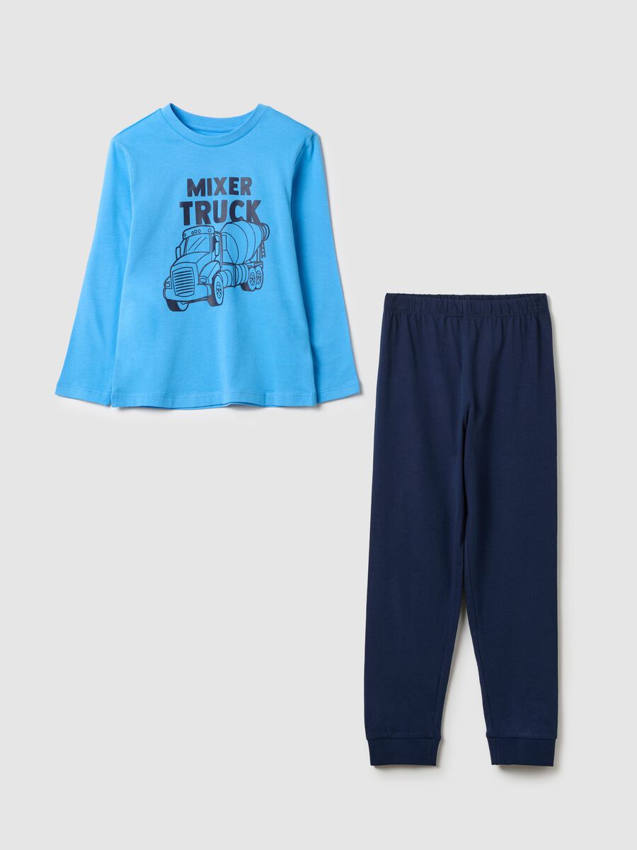 Cotton pyjamas with "Mixer Truck” print_0