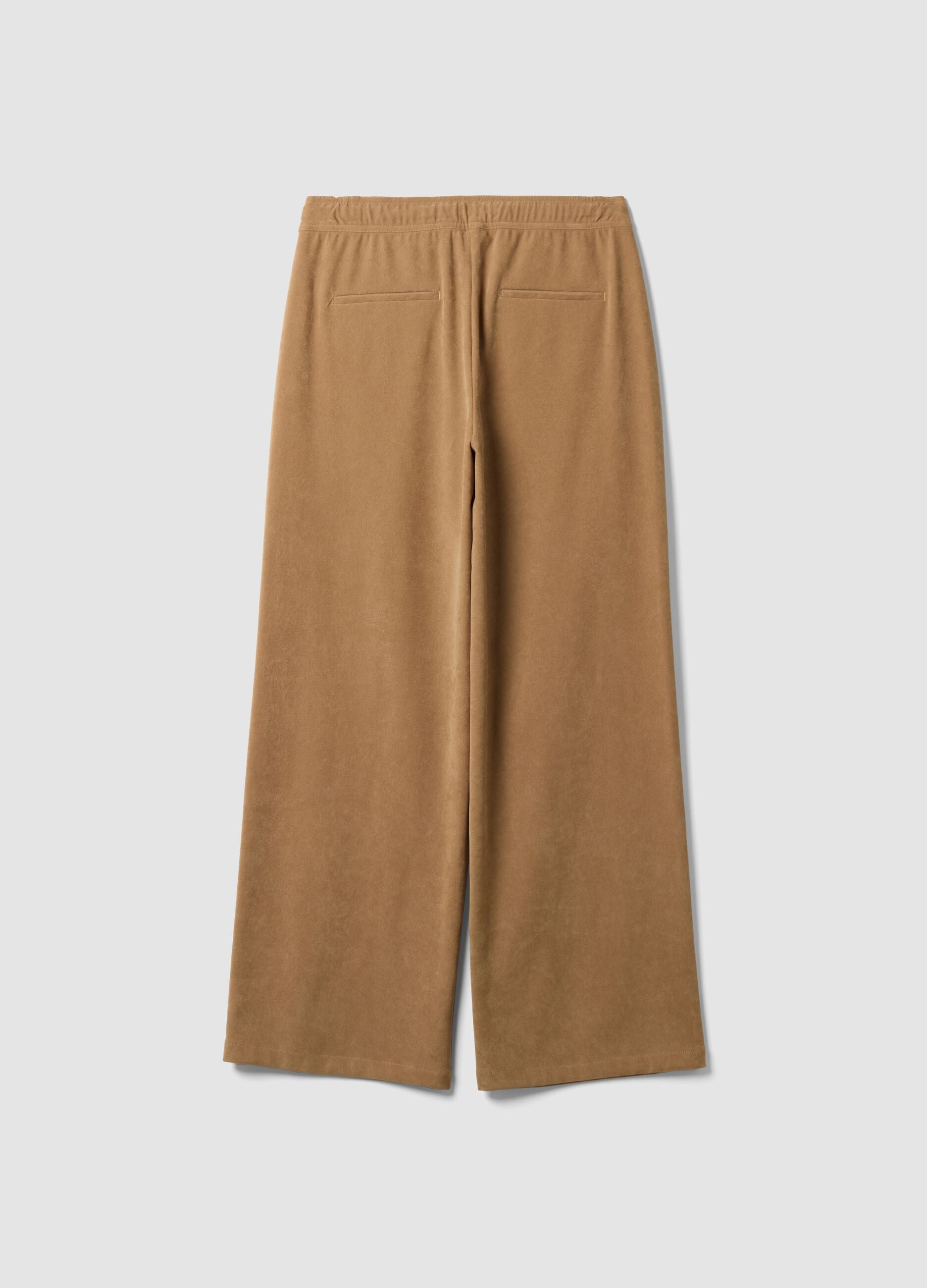 Beige stretch-fabric straight-fit trousers