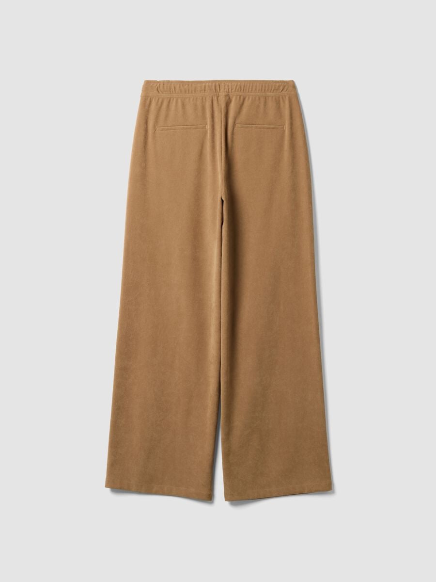 Beige stretch-fabric straight-fit trousers_6