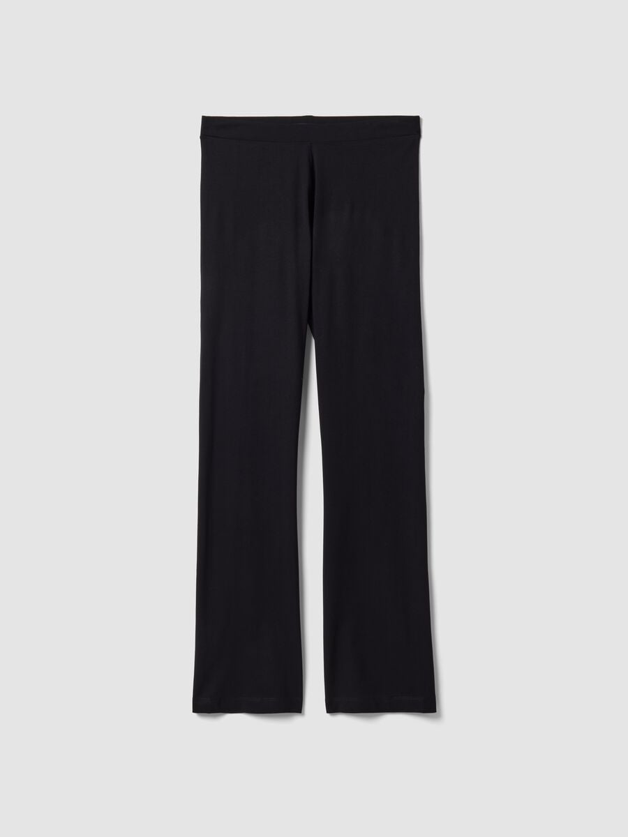 Leggings neri flare in cotone elasticizzato_0