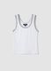 White stretch cotton tank top with border regular fit_4