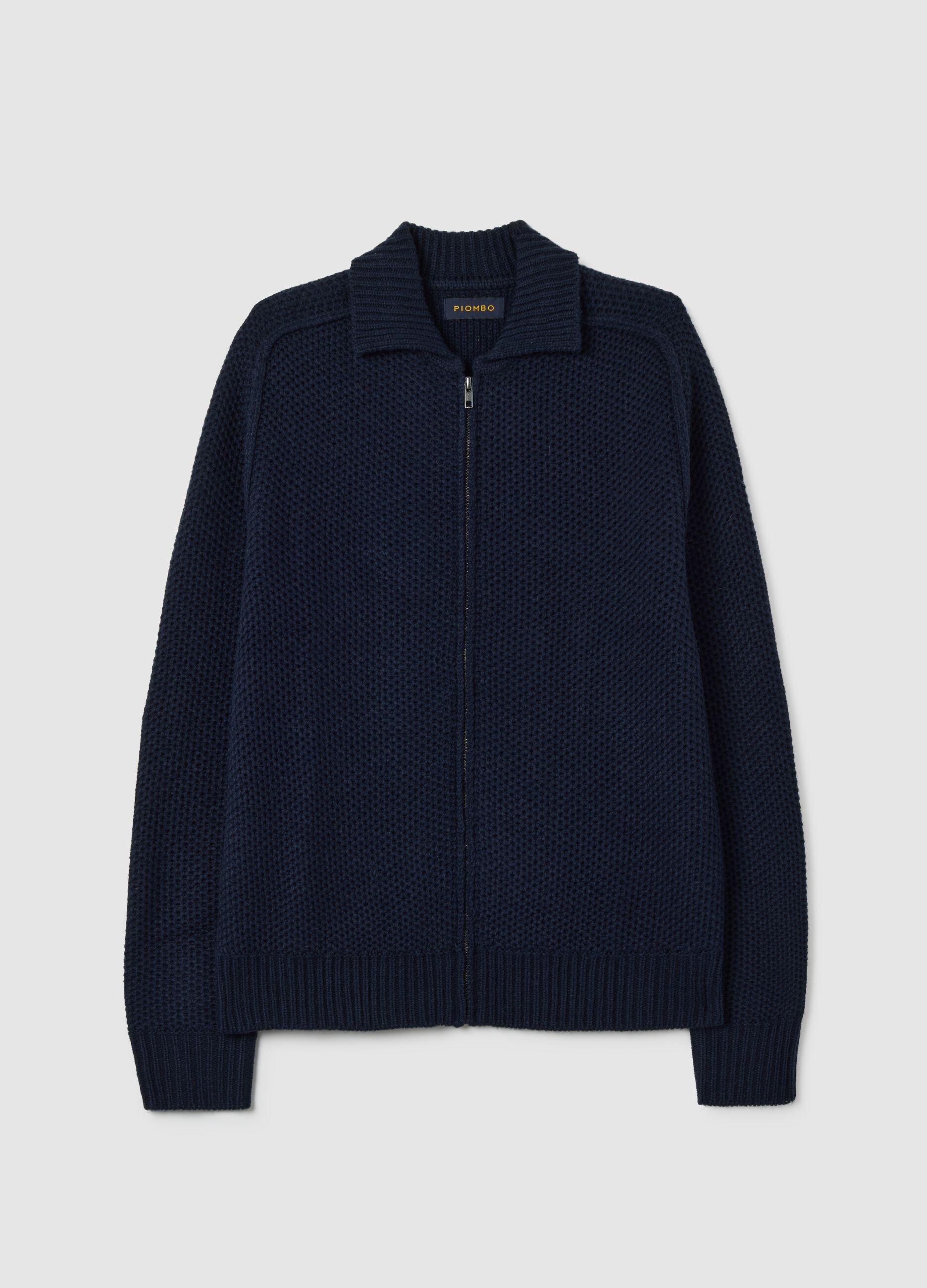 Blue regular fit zip cardigan
