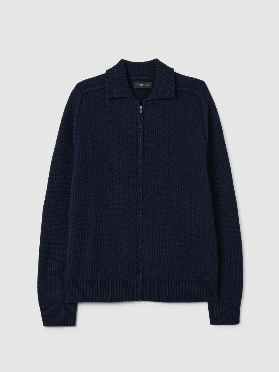 Blue regular fit zip cardigan_0