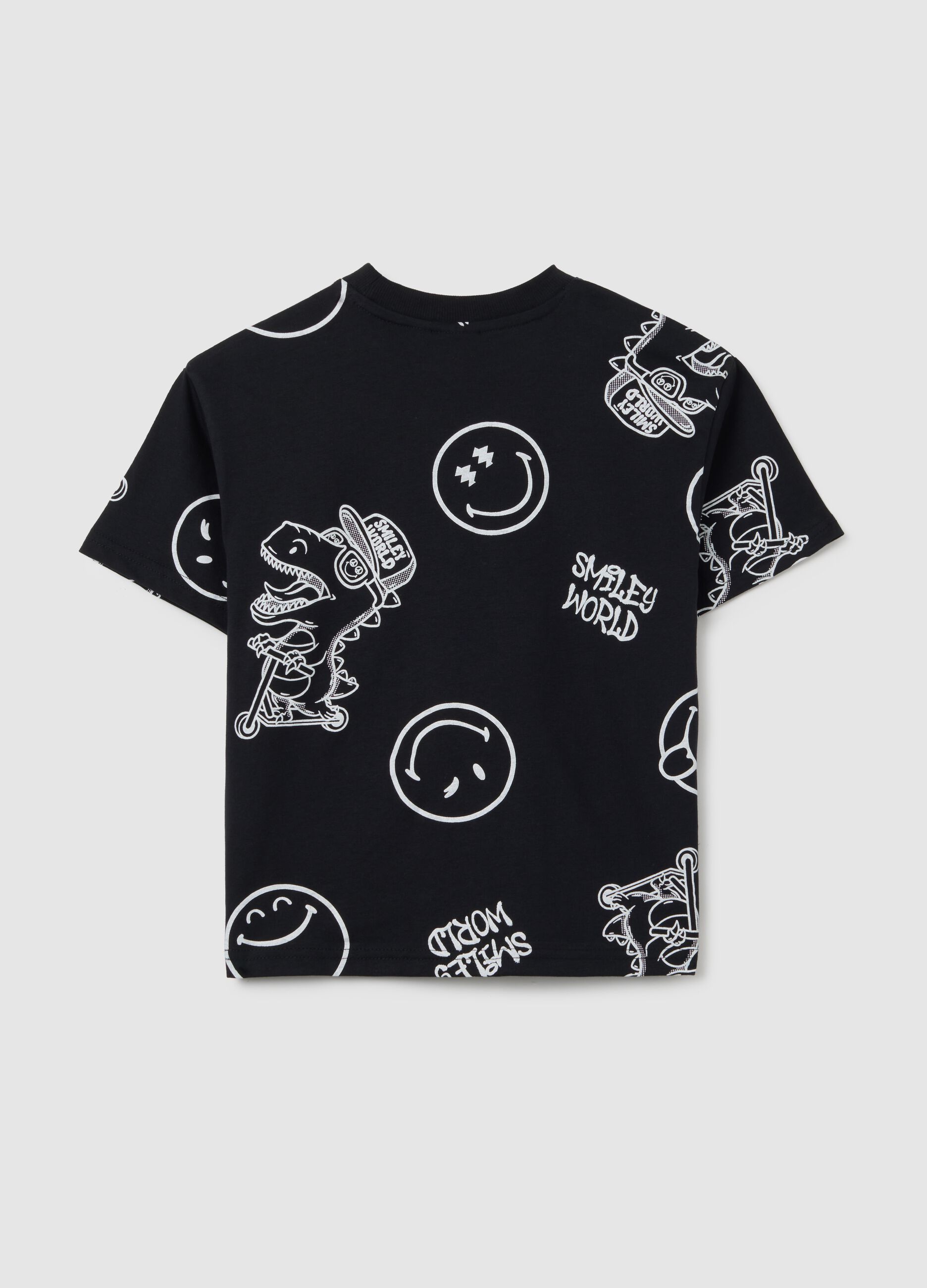 T-shirt da bambino in puro cotone nero regular fit