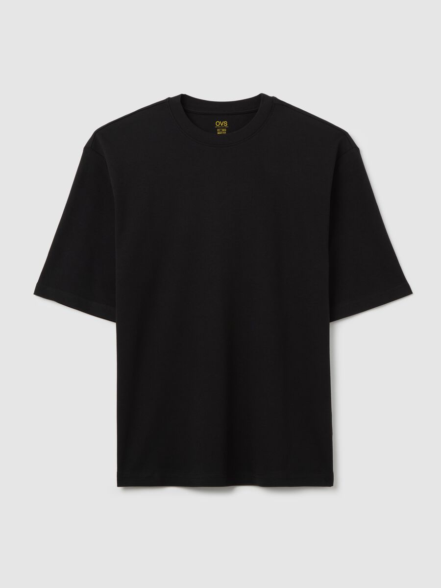 Black short sleeve cotton T-shirt_4