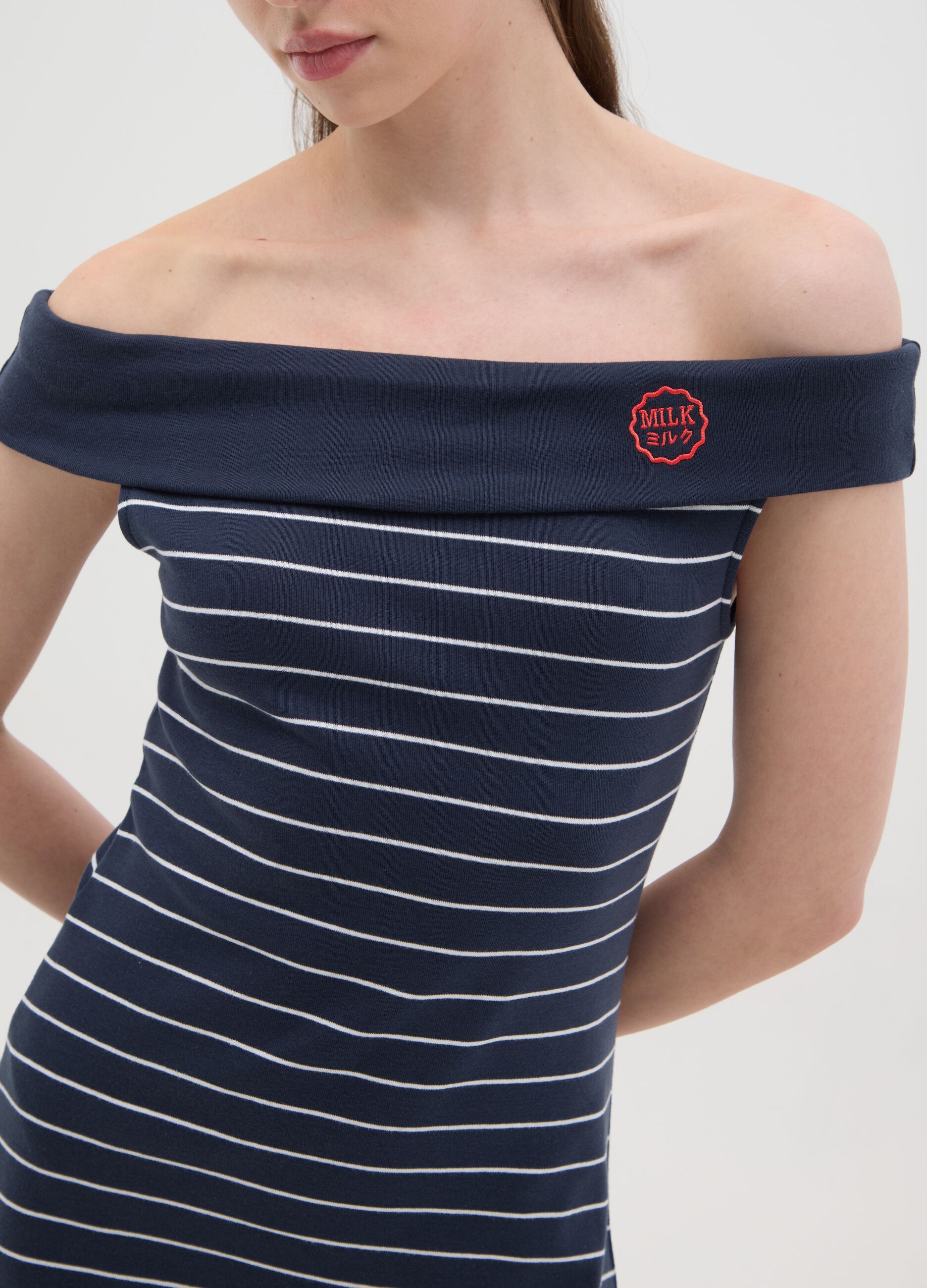 Women's dress in pure multi-coloured cotton regular fit