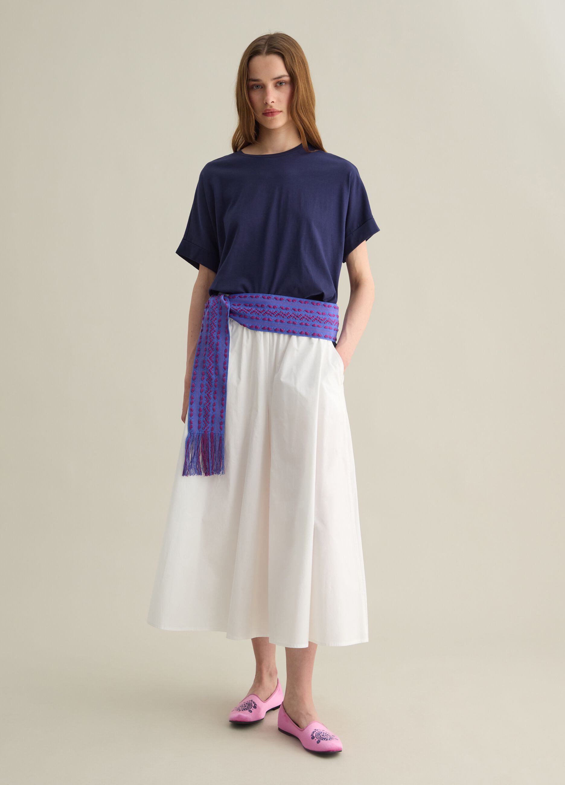 Piombo Blue Cotton T-shirt