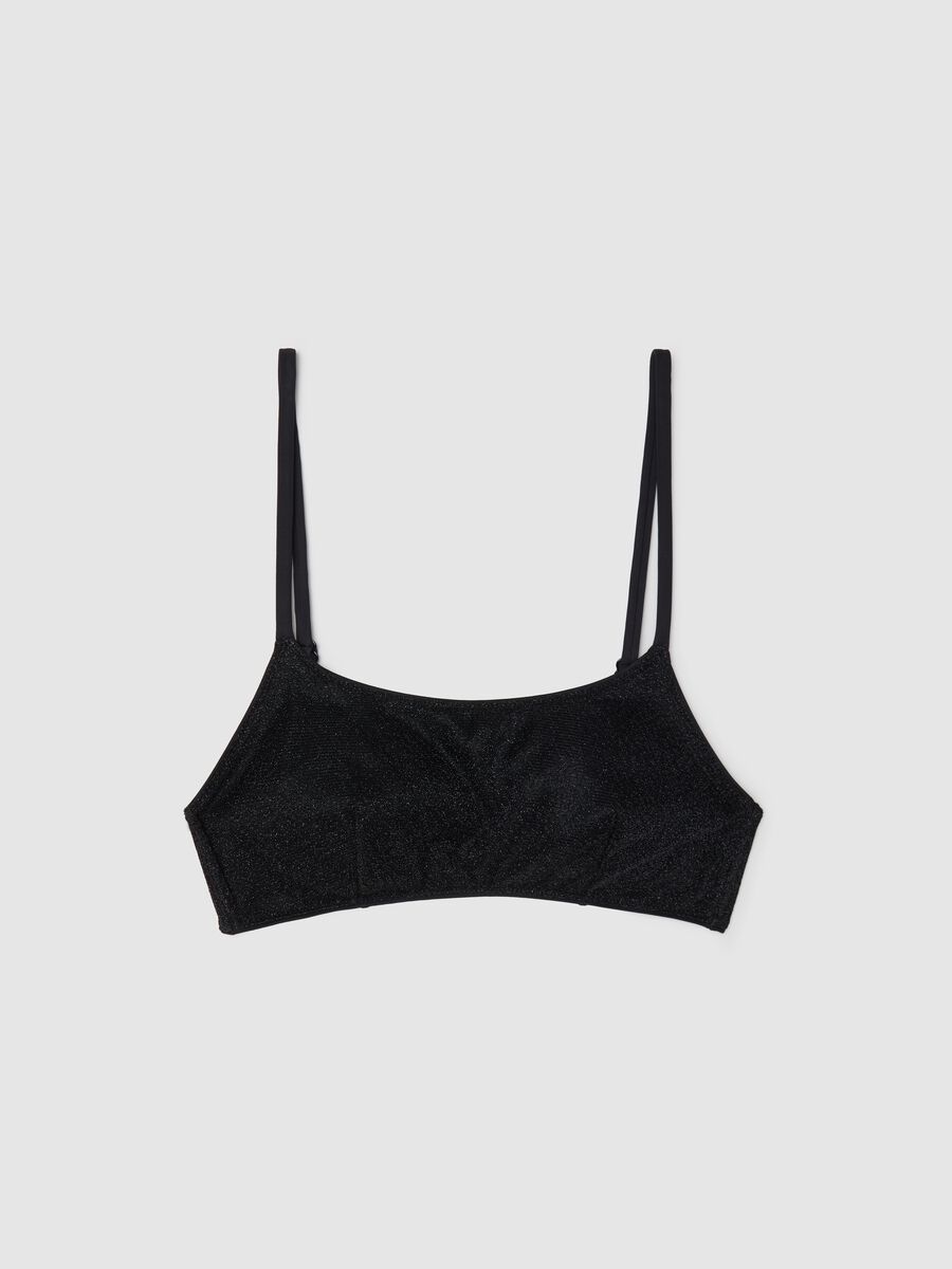 Women’s bikini top in  metallic black fibre with removable padding_4