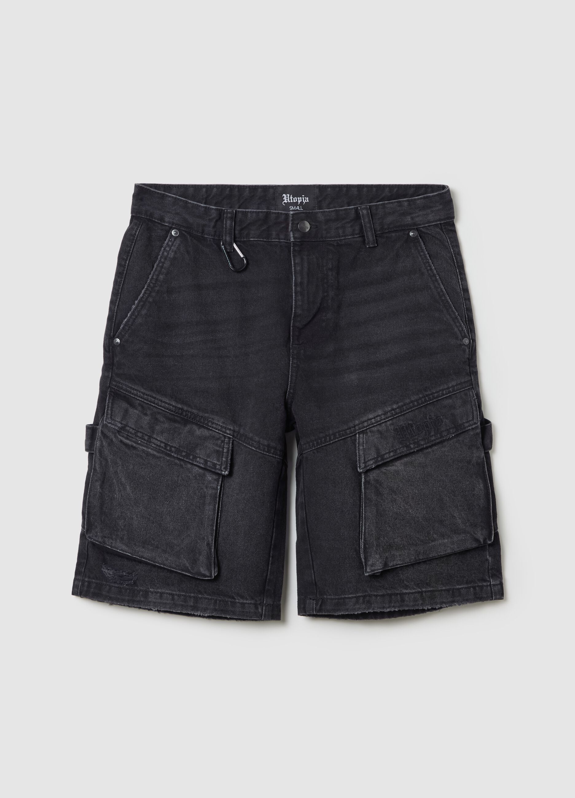 Denim Cargo Shorts Black