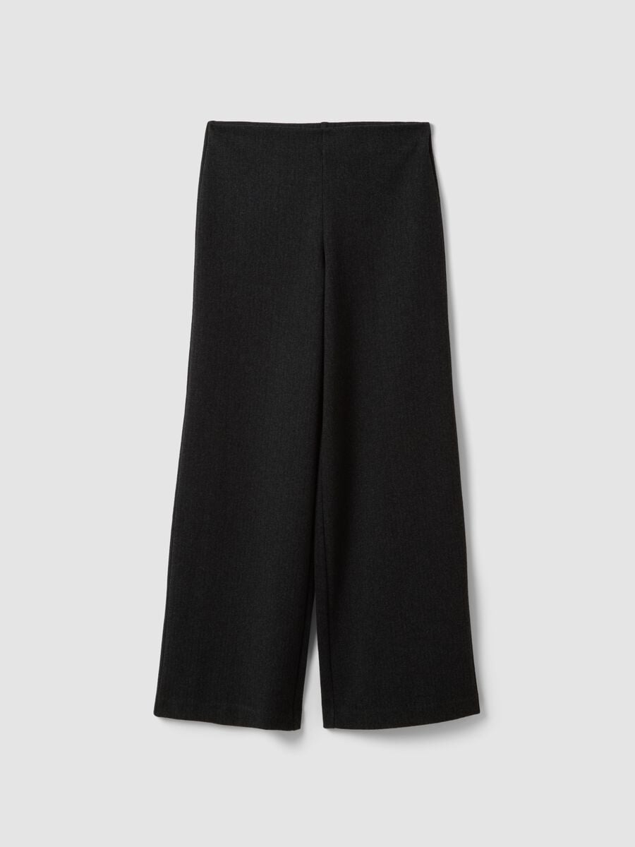 Black wide-leg trousers in stretch viscose_0