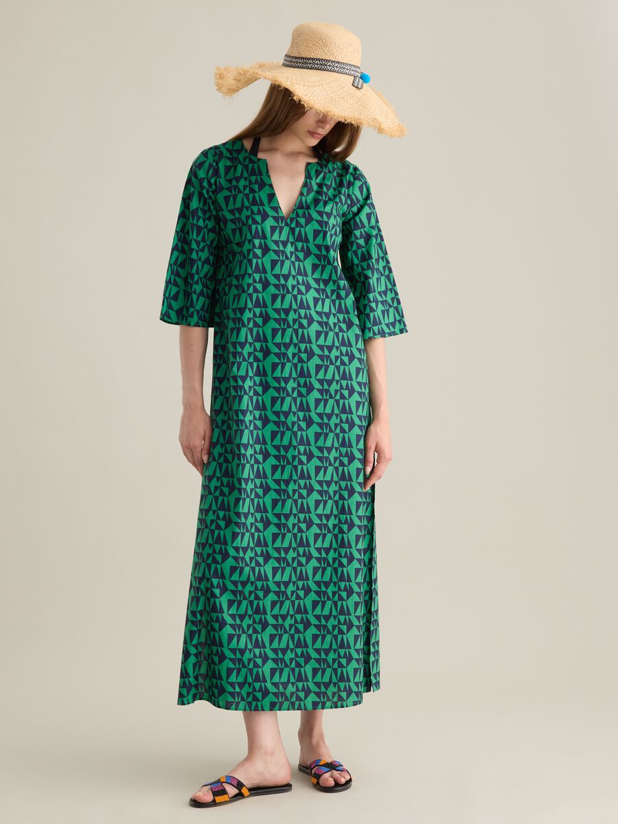 Women's Long Dress in Multicolour Pure Cotton_0
