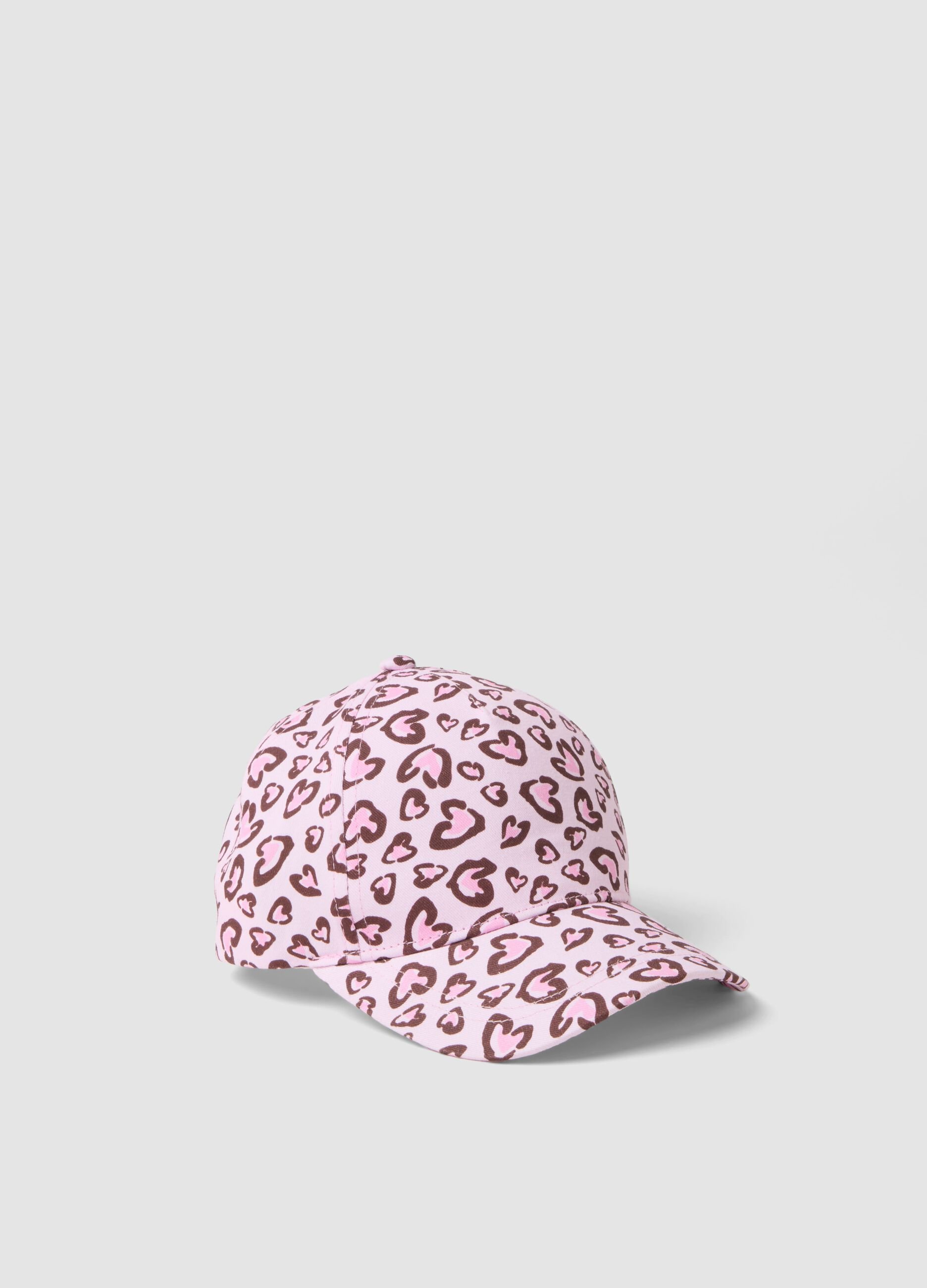 Girls&rsquo; multicolour pure cotton baseball cap with hearts