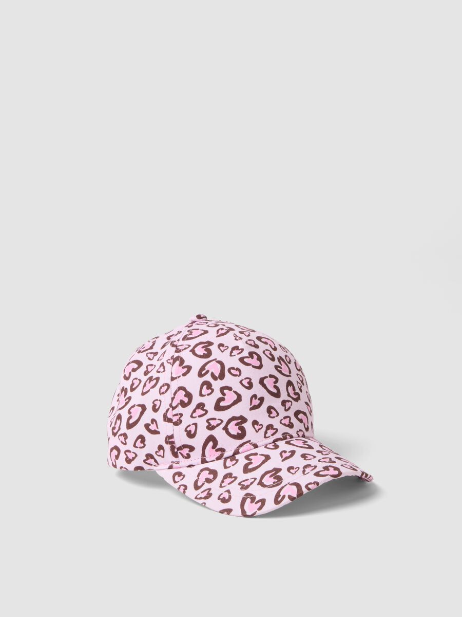 Cappello da baseball in puro cotone multicolor da bambina con cuori_0