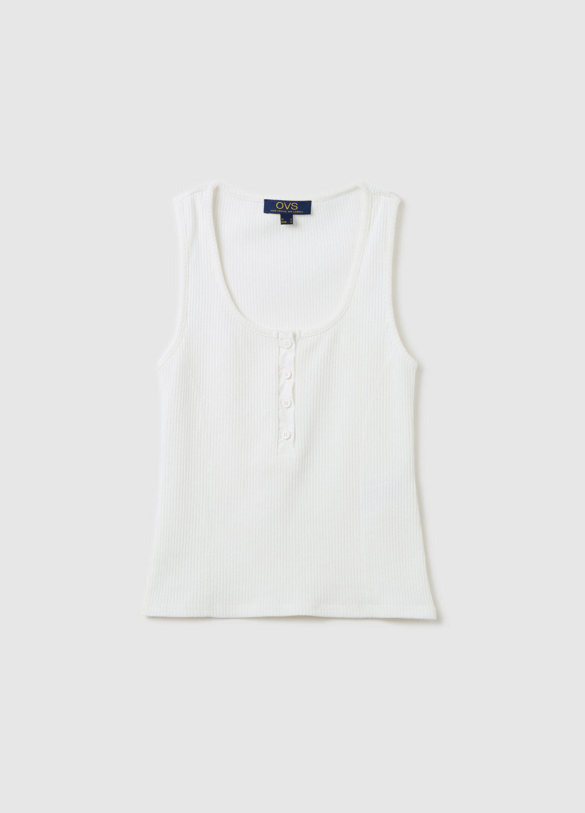 Ribbed tank top with granddad neckline