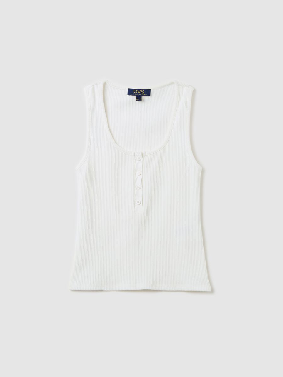 Ribbed tank top with granddad neckline_4