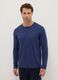 Blue crew-neck pyjama with long sleeves in pure cotton regular fit_1