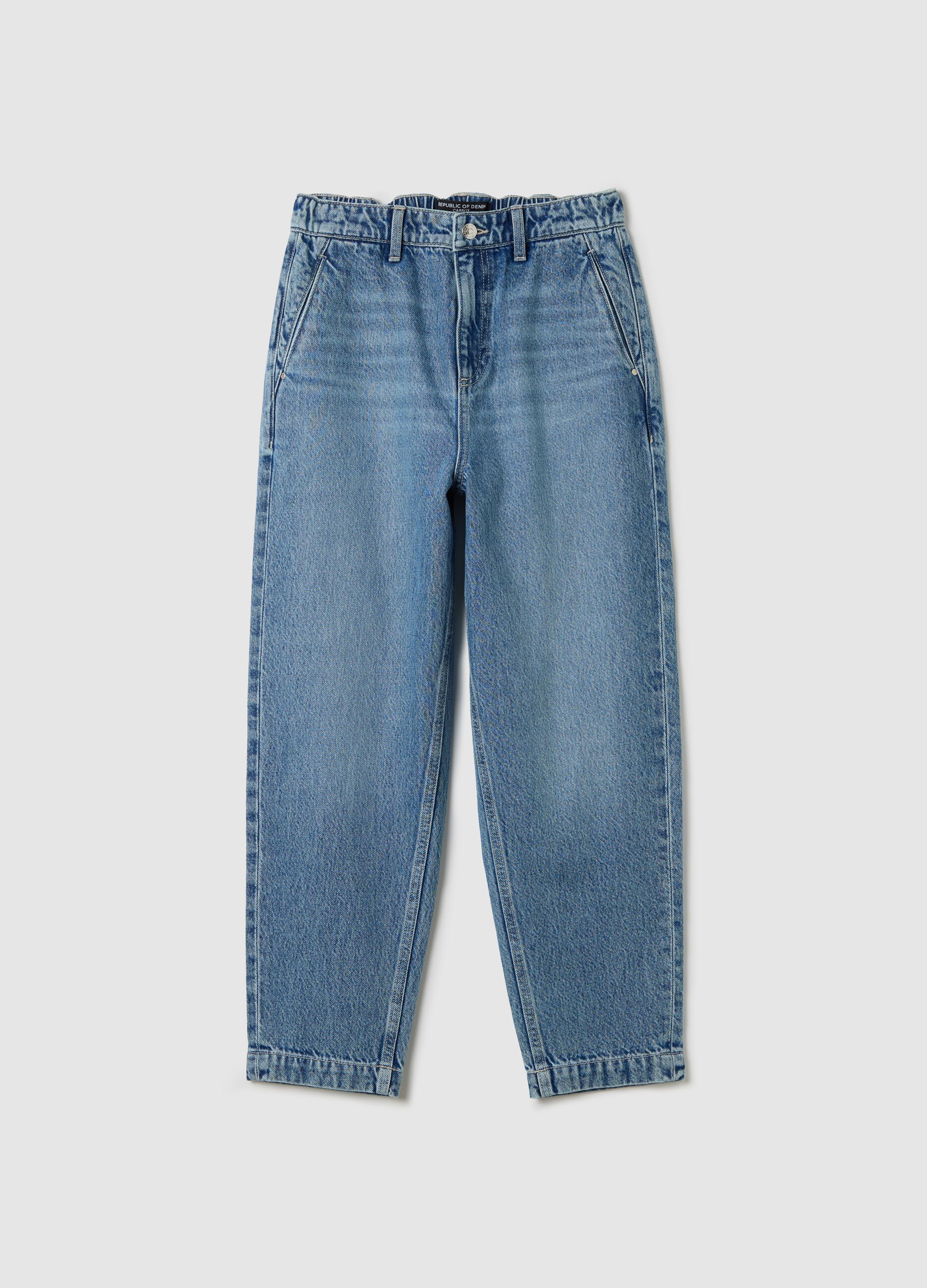 Jeans carrot fit blu in cotone