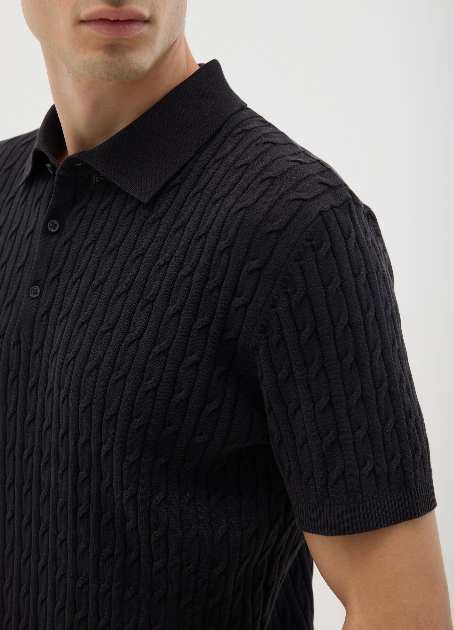 Black pure cotton polo regular fit