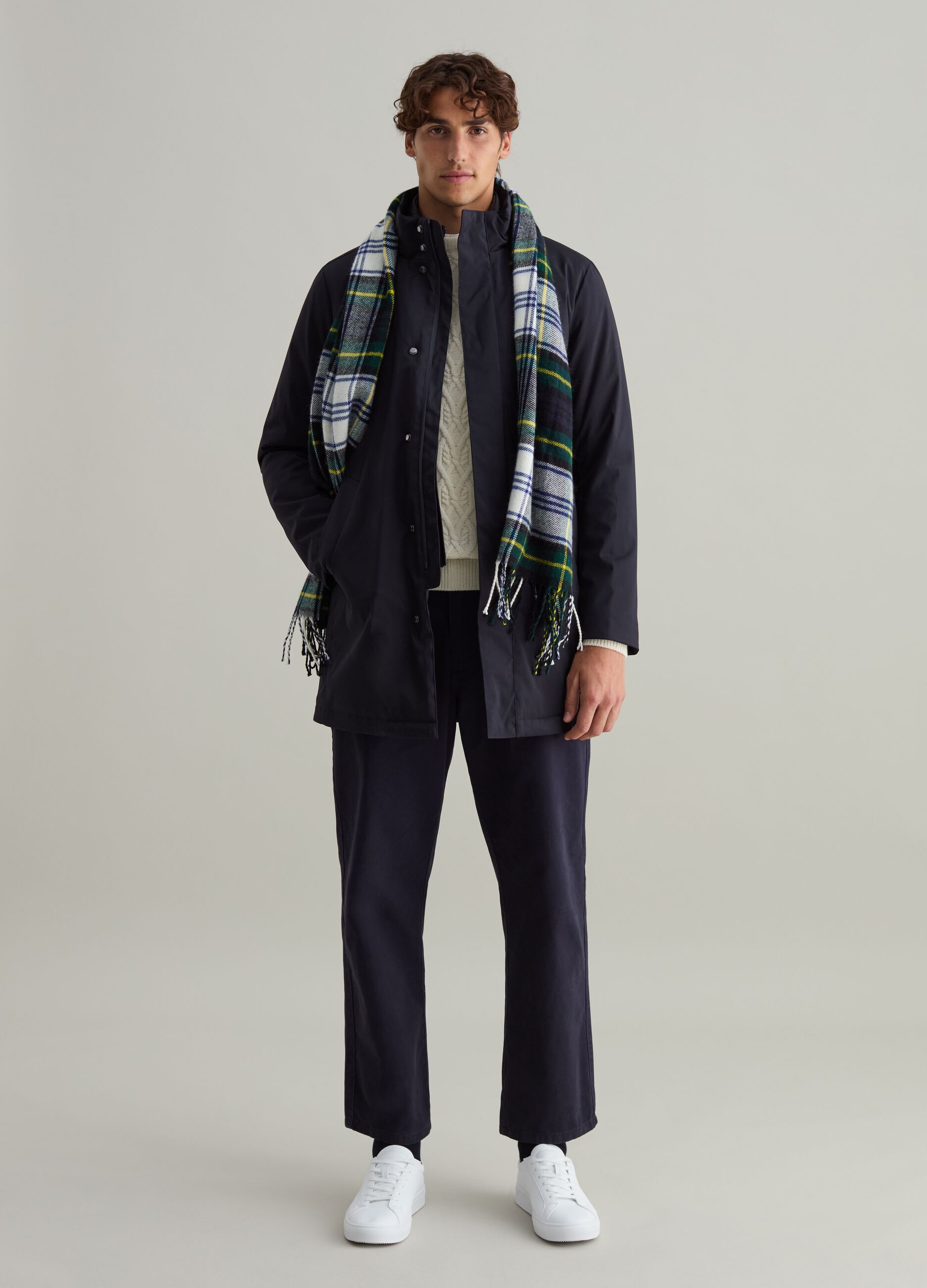 Giacca lunga a collo alto con gilet interno
