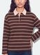 Brown pure cotton striped long-sleeve polo shirt, regular fit_3