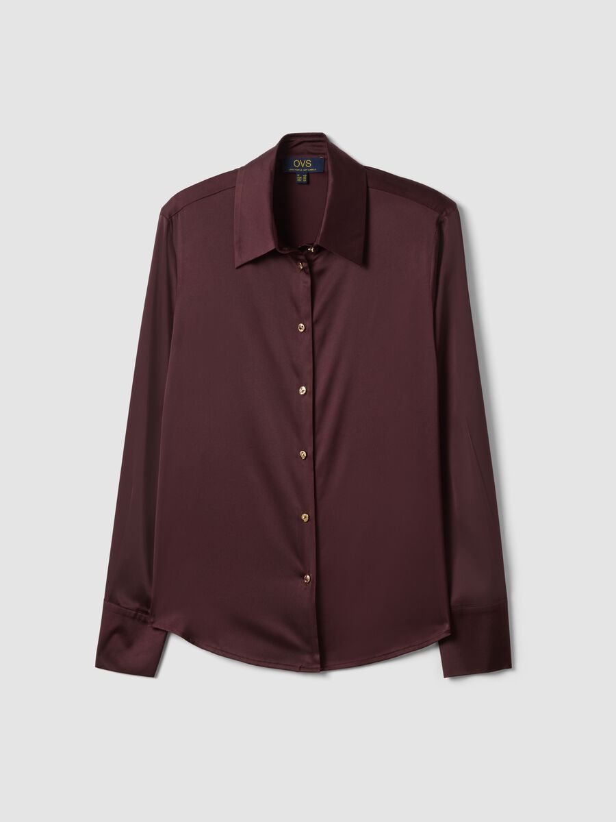 Purple stretch shirt with classic collar_4