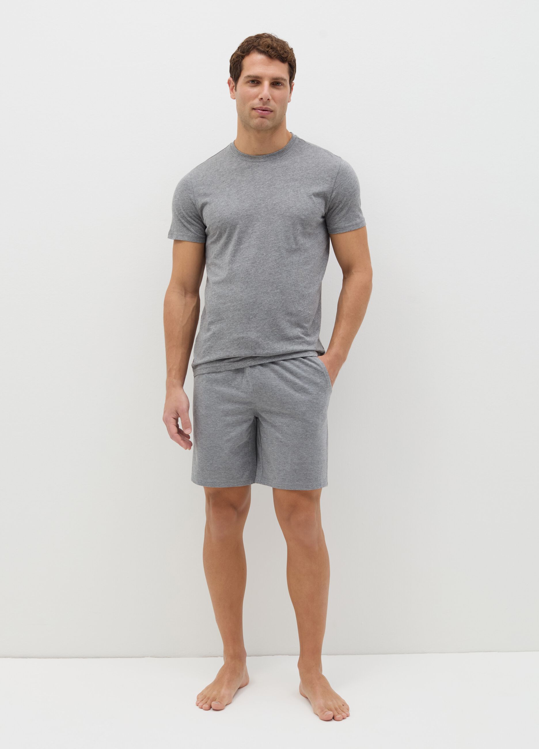 Short pyjama trousers with drawstring
