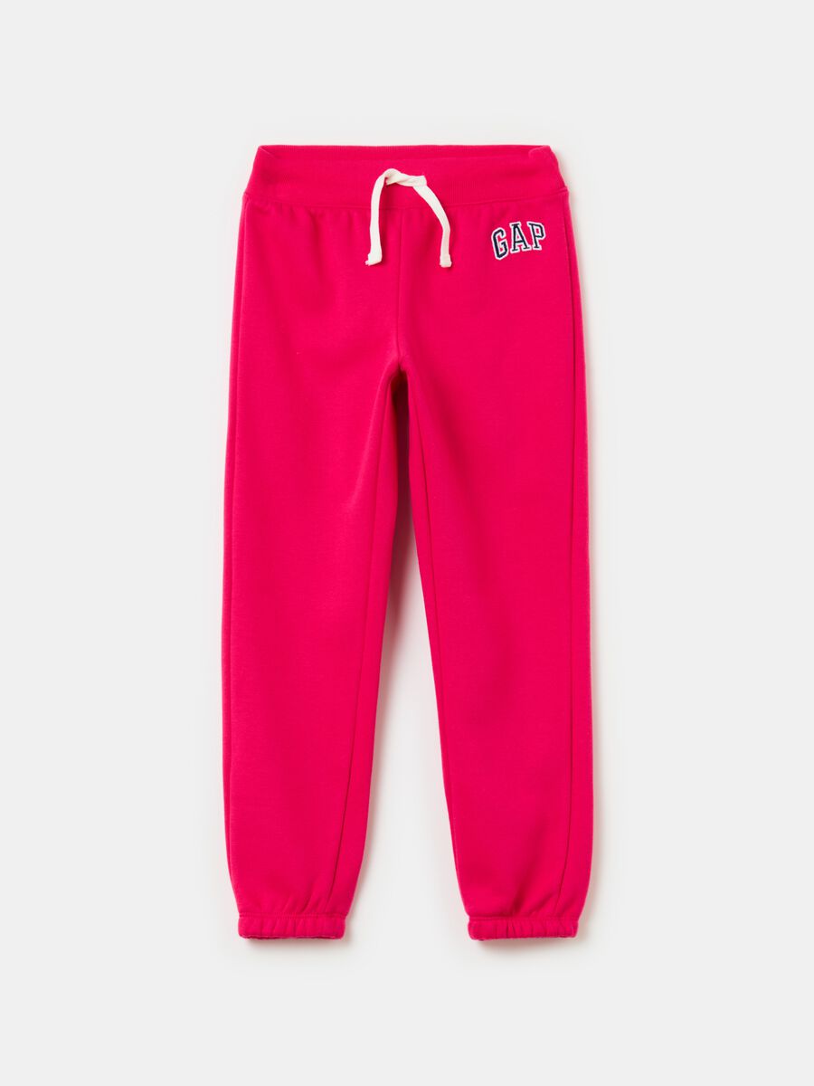 Fleece joggers with logo embroidery_0